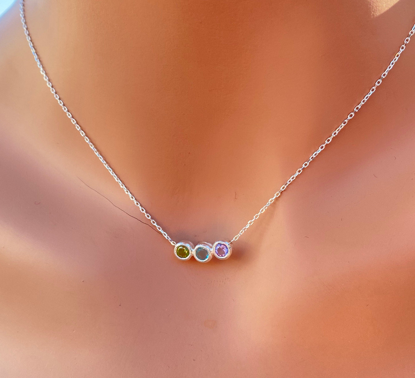 Family Birthstone Necklace , Birthstone Necklace , Dainty Necklace , Birthstone Gifts , Birthday Gift , Mom Necklace , Mothers Day Gift
