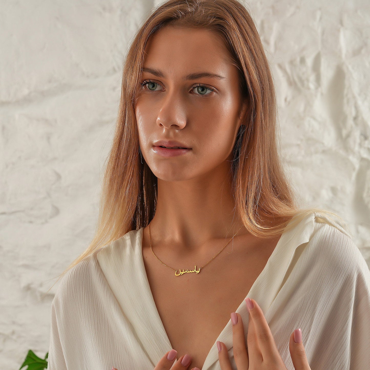 Custom 14K Personalized Arabic Name Necklace, Gold Name Necklace, Arabic Calligraphy Name Necklace, Islamic Gift, Eid Gift, Christmas Gift