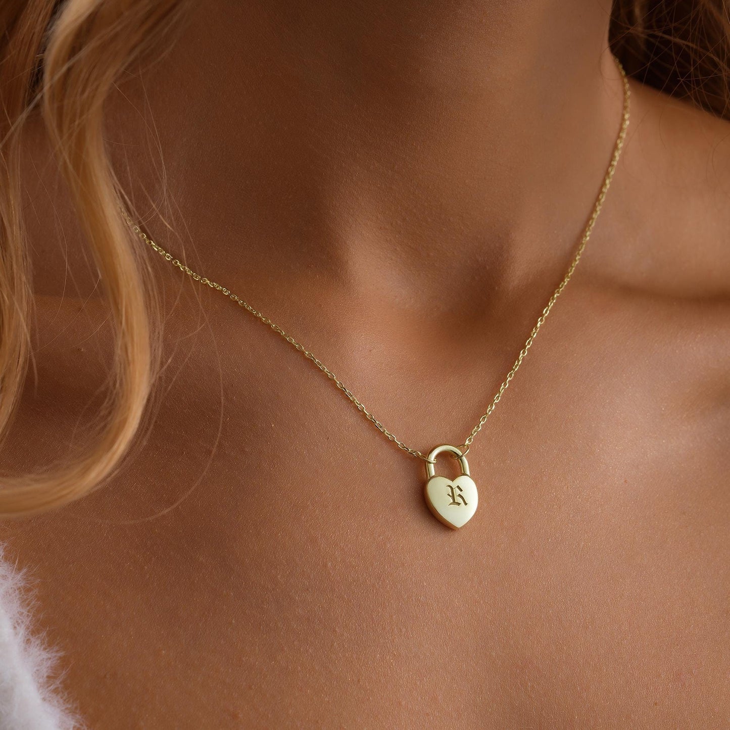 14K Gold Custom Initial Padlock Necklace ,Initial Jewelry with Gold Heart Lock ,Personalized Anniversary Christmas Gift , Multiple Initials