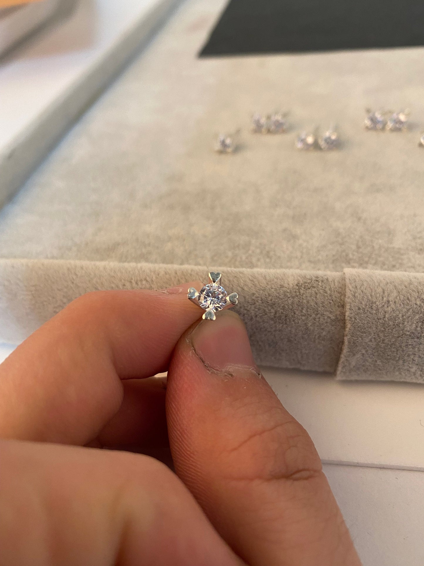 Diamond Stud Earrings Set 14K Gold Plated Sterling Silver Small Earrings Tiny Cubic Zirconia Studs Hypoallergenic Jewelry