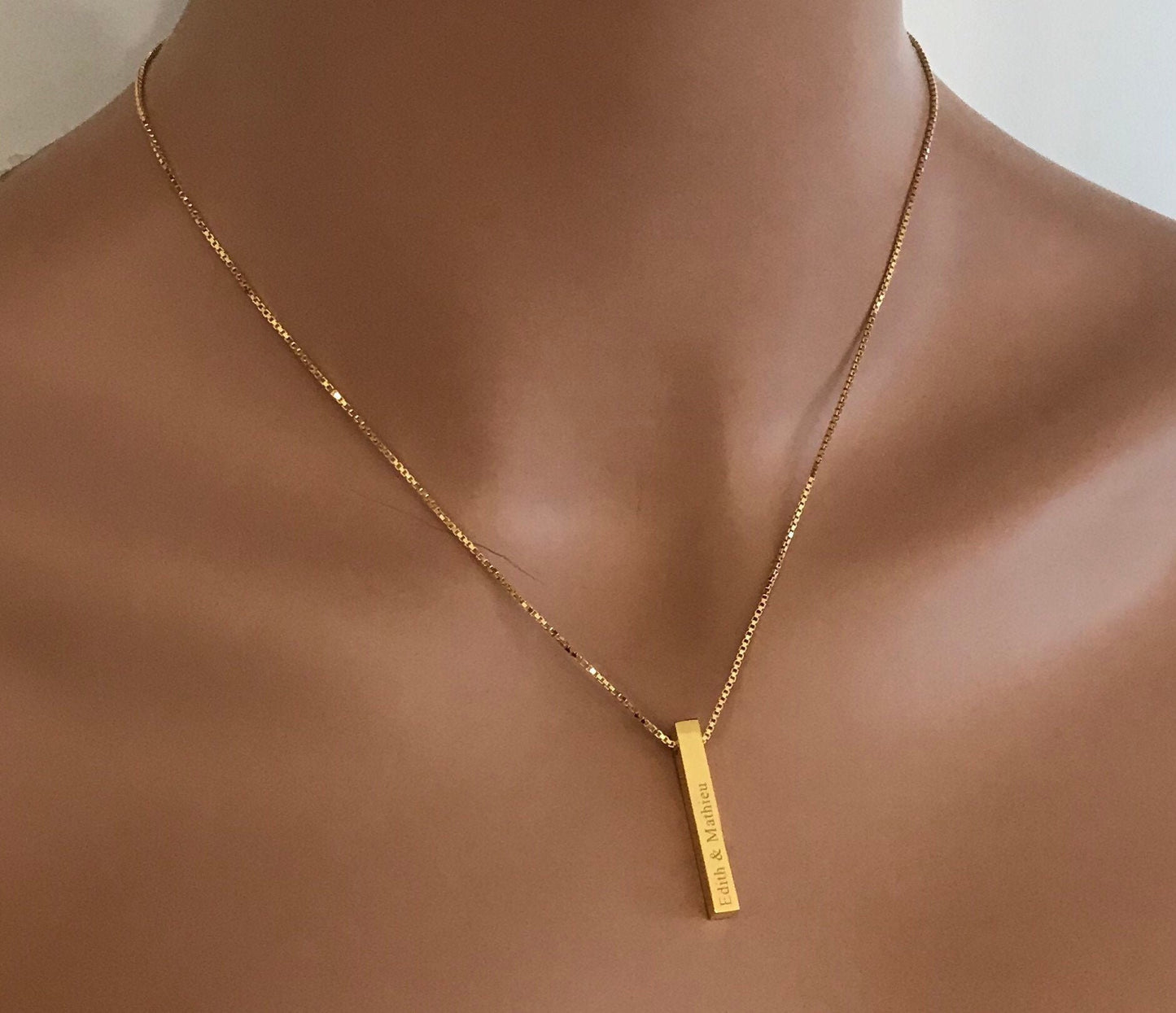Personalized Bar Necklace • 4 Sided Bar • Name Necklace • Personalized Necklace • Date Necklace • Coordinate Necklace• Roman Number Necklace