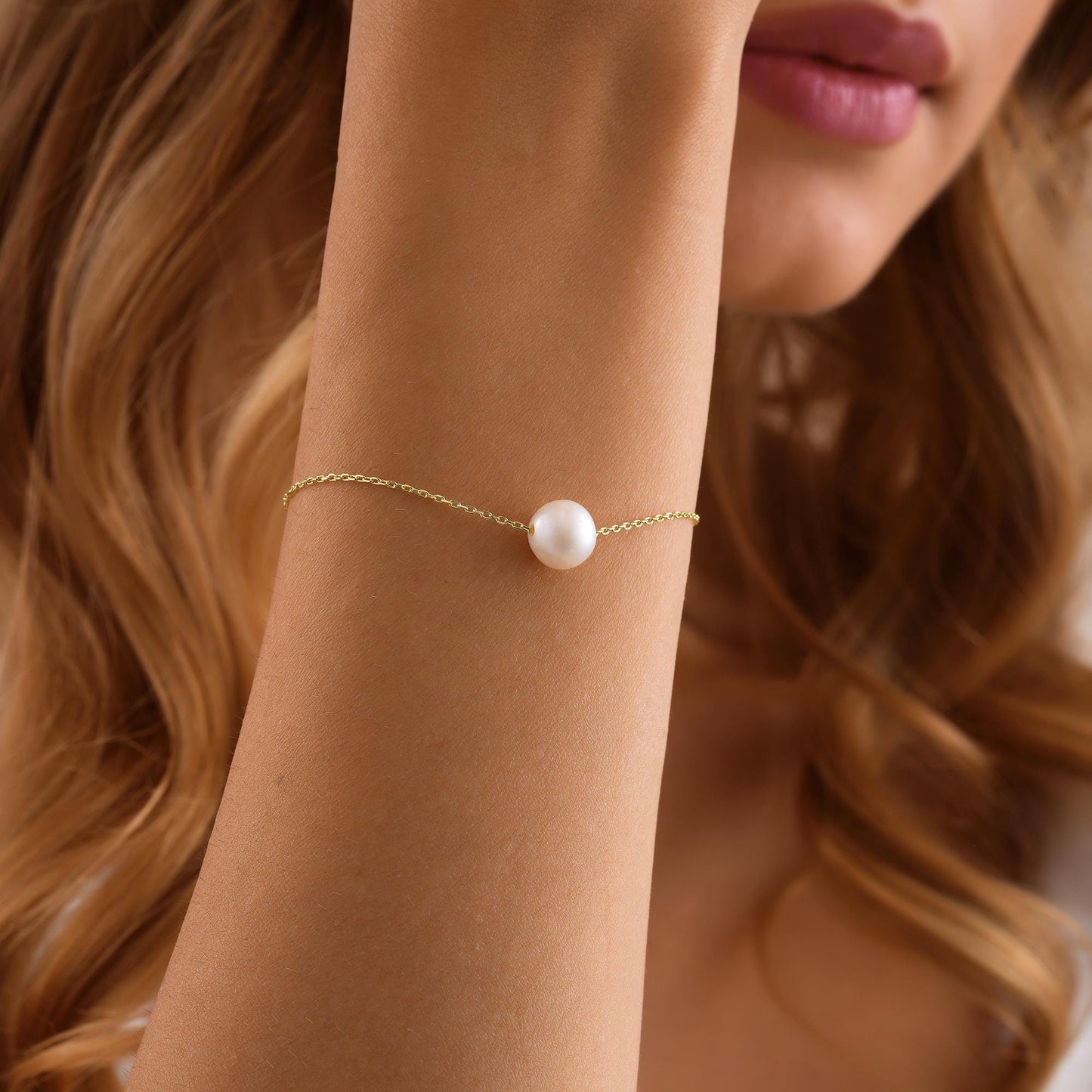 14K Gold Real Natural Freshwater Pearl Bracelet,Dainty Gold Bracelet,Pearl Beaded Bracelet,Simple Bracelet, Bridesmaid Gift,Mothers day Gift