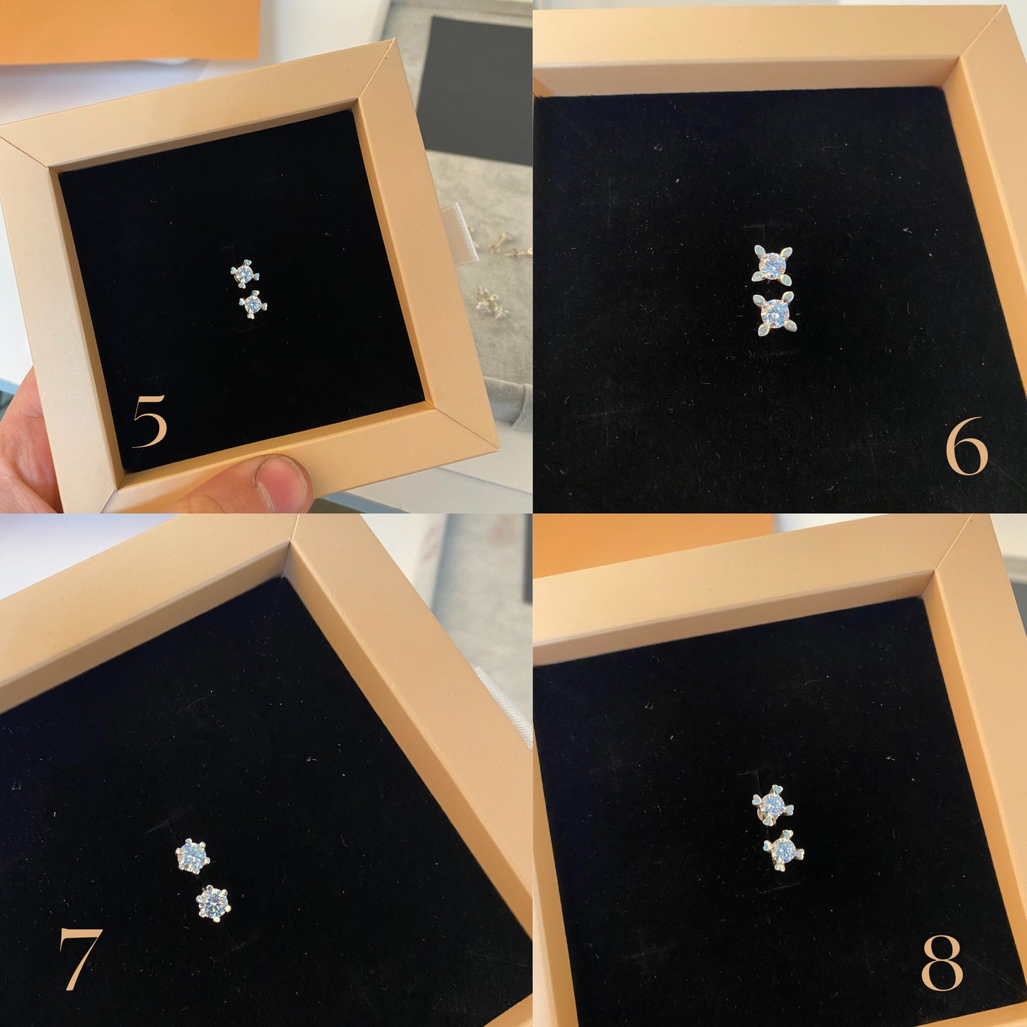 Diamond Stud Earrings Set 14K Gold Plated Sterling Silver Small Earrings Tiny Cubic Zirconia Studs Hypoallergenic Jewelry