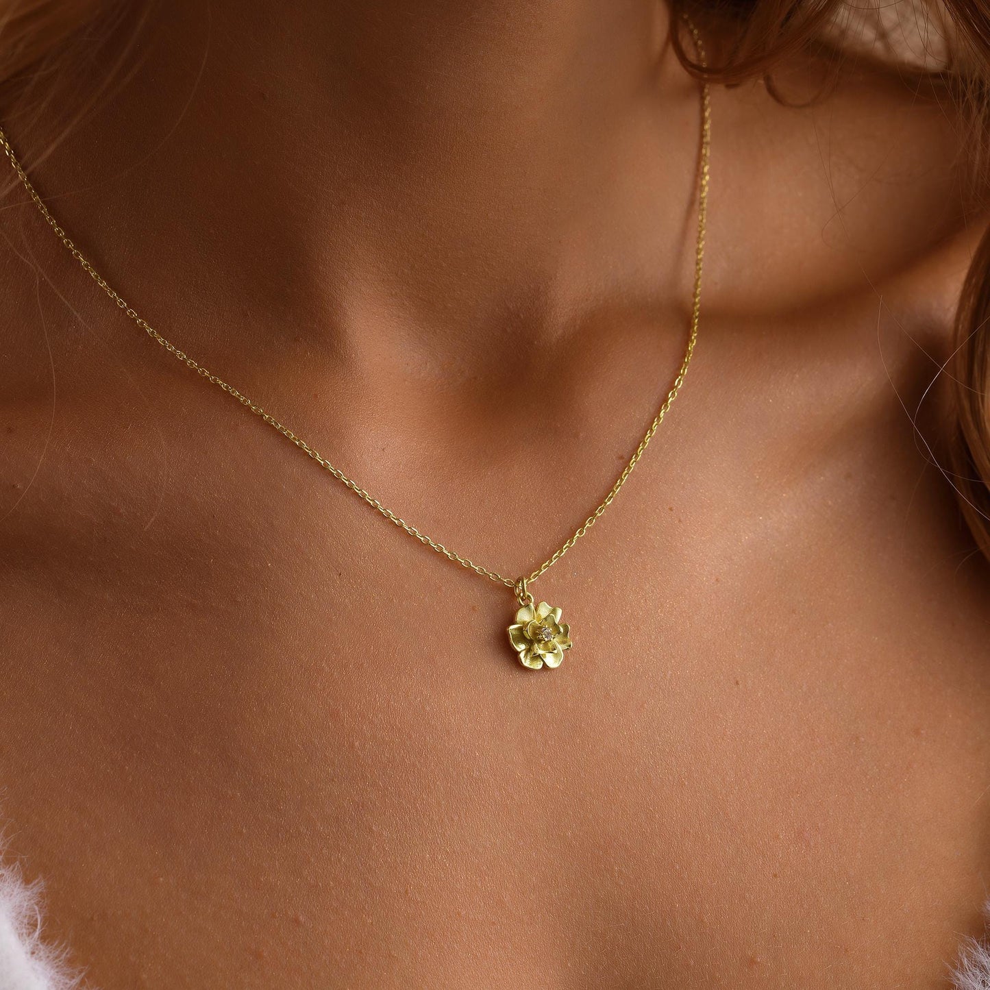 14K Gold Custom Birthflower necklace with Birthstone,Birthflower Bouquet Necklace Birth Month,Birthstone Necklace,Birthday,Mothers day Gift