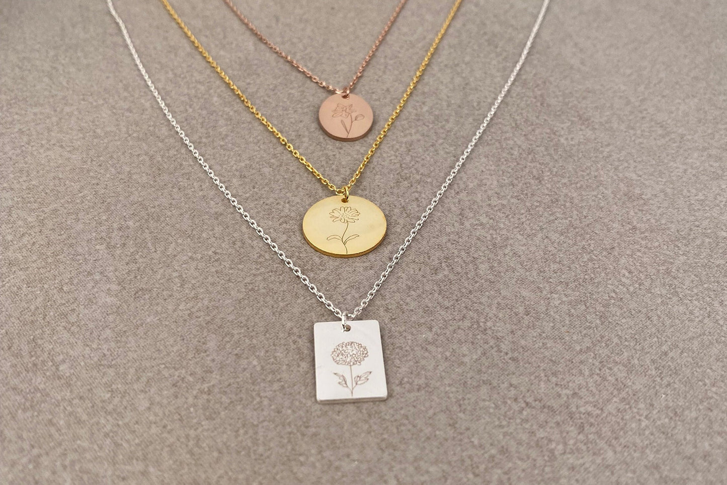 Gifts for Mom - Combined Birth Flower Necklace - Personalized Bouquet Flower Necklace - Birthflower Necklace - Custom Mothers Day Gift