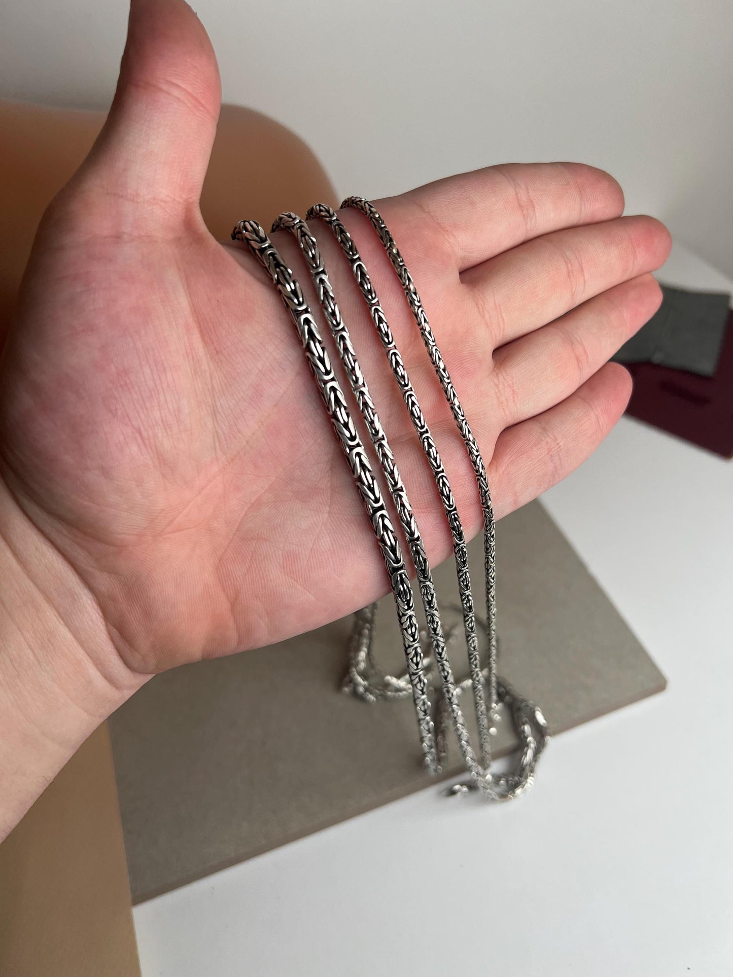 Round Byzantine Chain Necklace, Handmade Necklaces, Silver Bali Chain, Sterling Silver Man Viking Necklace, Mens Chain
