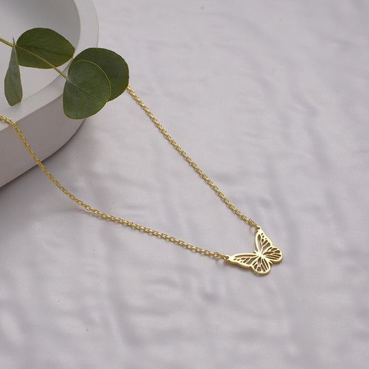14 Gold Butterfly Necklace, Christmas Gift,Tiny Butterfly Necklace,Minimalist Butterfly Necklace,Gift for Her,Mothers day Gift,Birthday Gift