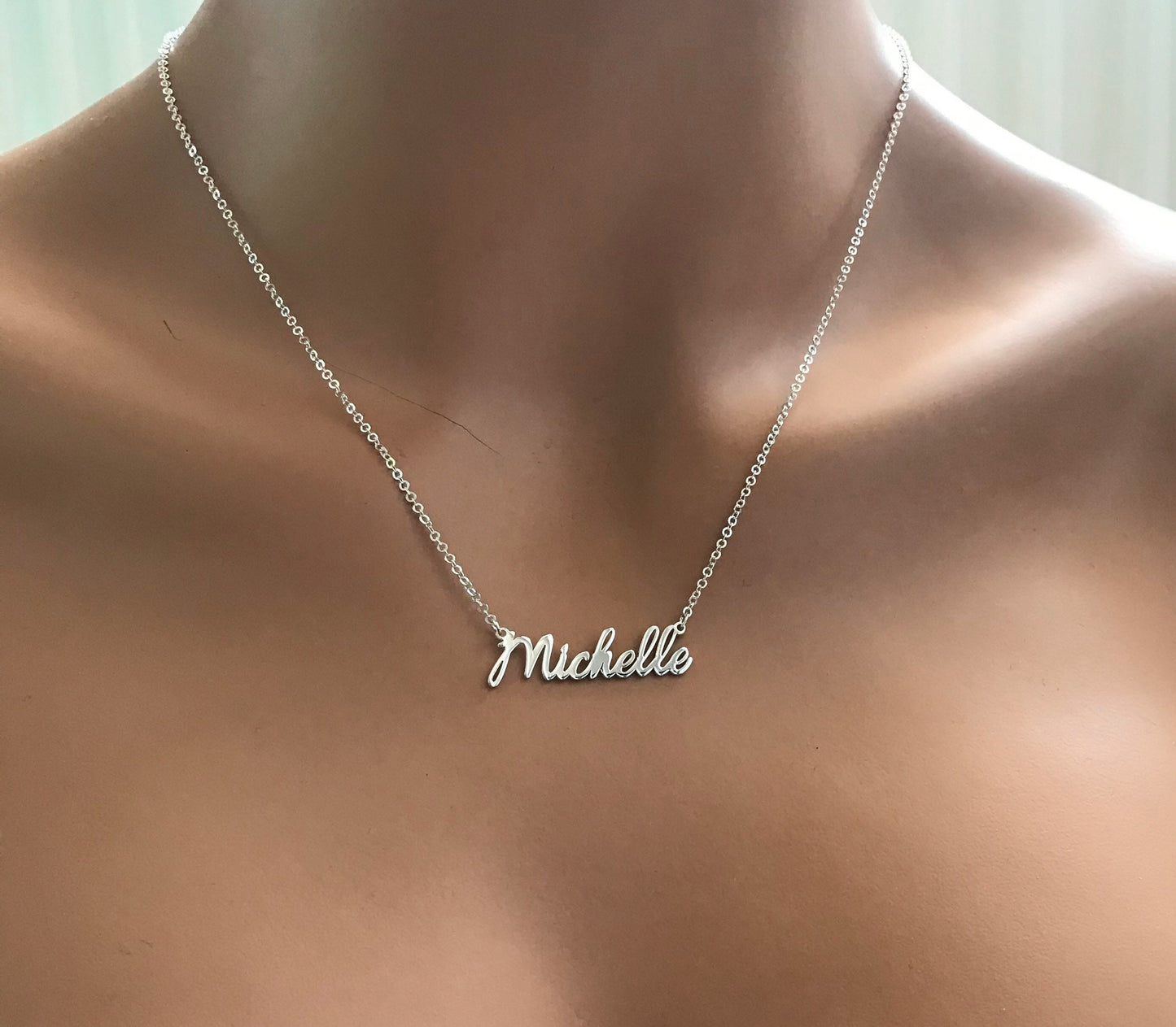 Sterling Silver Name Necklace -Personalized Name Necklace  -Personalized Necklace -Perfect Gift Silver Name Necklace - Gift For Mom Mam Mama
