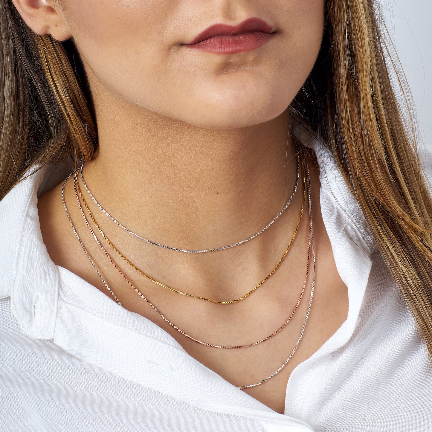 925 Sterling Silver, Box Chain Necklace, 14" to 24" Available