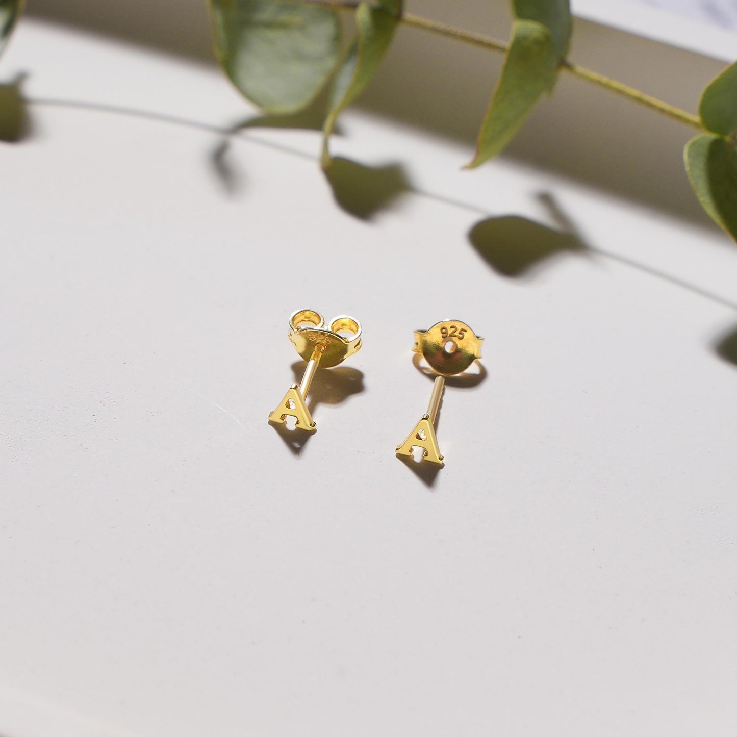 14K Gold Alphabet earring, Cz stud initial earring, Alphabet stud,post earring,Initial stud, Initial earring, Gold stud,Mother Day Gift,Best