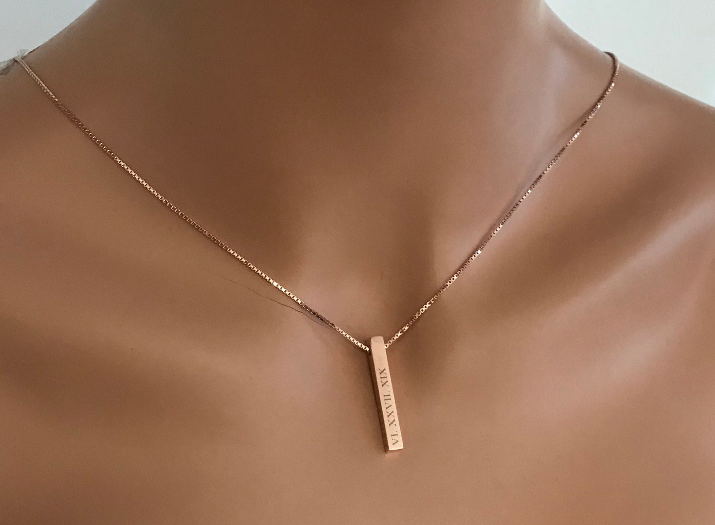 Personalized Bar Necklace • 4 Sided Bar • Name Necklace • Personalized Necklace • Date Necklace • Coordinate Necklace• Roman Number Necklace