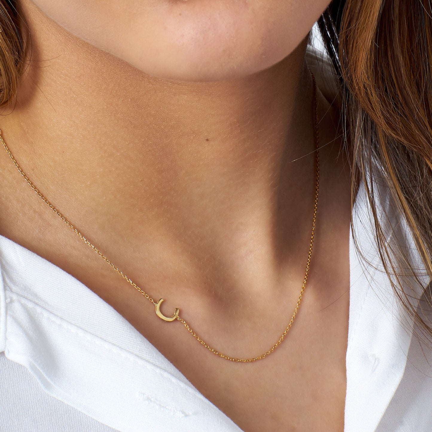 14K Gold Custom Letter Necklace - 8K 14K Sideways Initials Necklace - Mother's Day Gift - Personalized Jewelry - Bridesmaid Gift