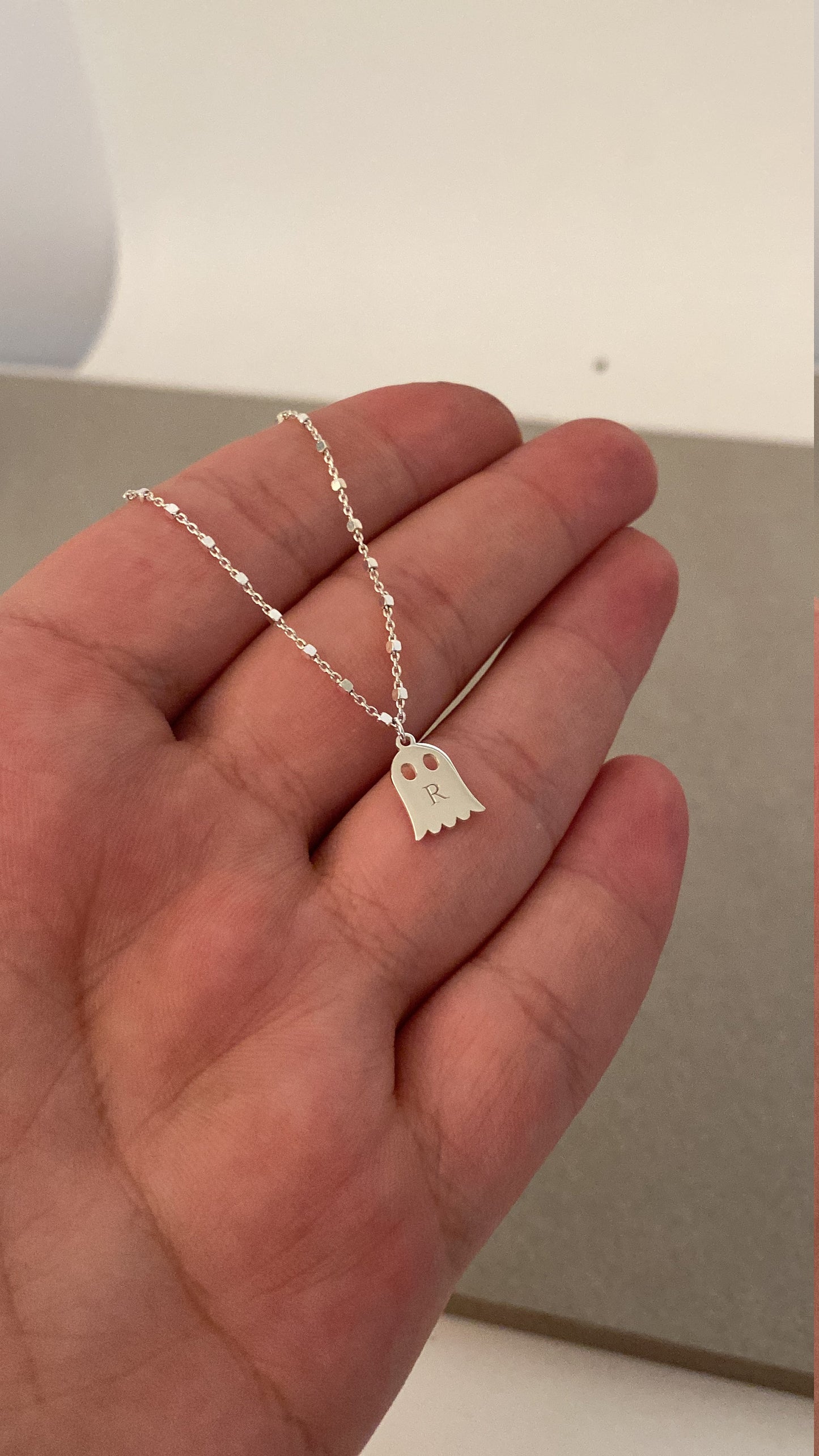 Halloween Necklace Sterling Silver , Tiny Ghost Necklace , Halloween Ghost Necklace , Cute Spooky Boo Emoji , Kids Necklace , Gift for Her