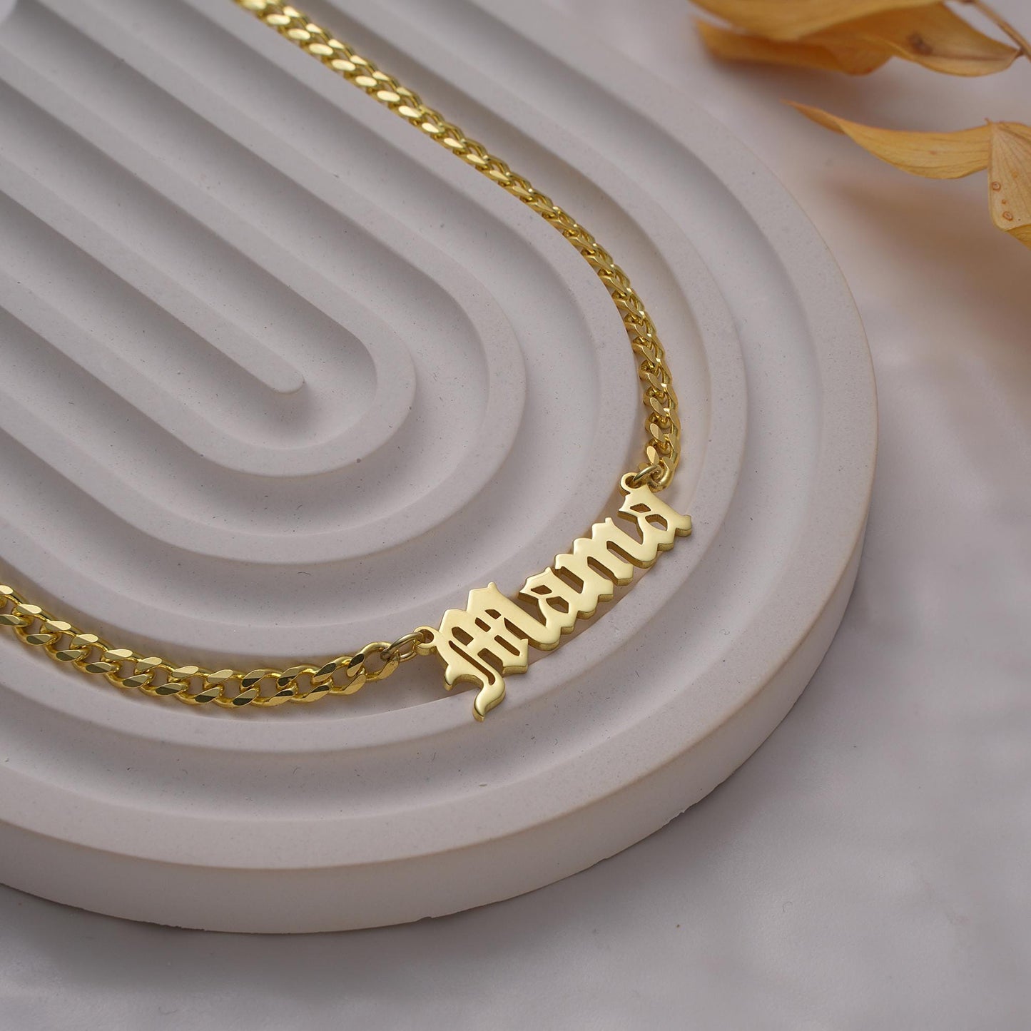 14K Gold Pavé Script Name Necklace Thick Cuban Curb Chain-Custom Curb Chain Name Necklace - Personalized Script Name Necklace *NAT NECKLACE*