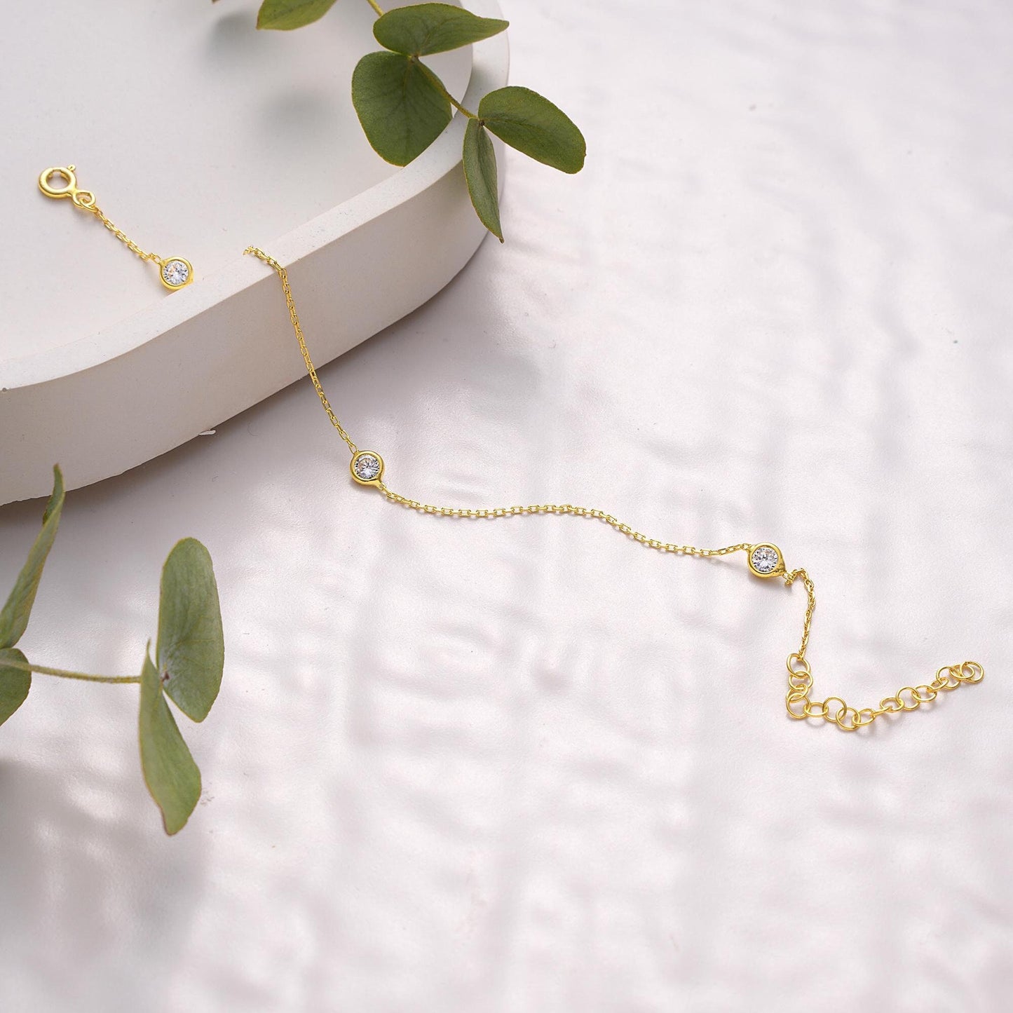 14k Gold Station Bracelet ,Gold Diamond Bracelet ,Cubic Zirconia Bracelet ,Station Bracelet,Bracelet for Women,Diamonds by the yard Bracelet