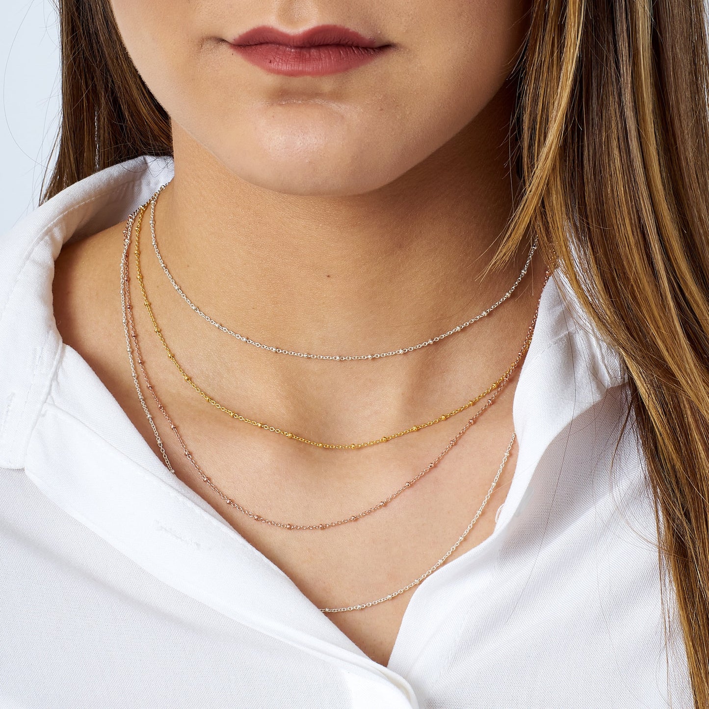 925K Sterling Silver Cable Ball Chain, Dainty Cable Chain, Silver Chain, Ball Chain, Gold Rose Plated Chain, Thin Chain