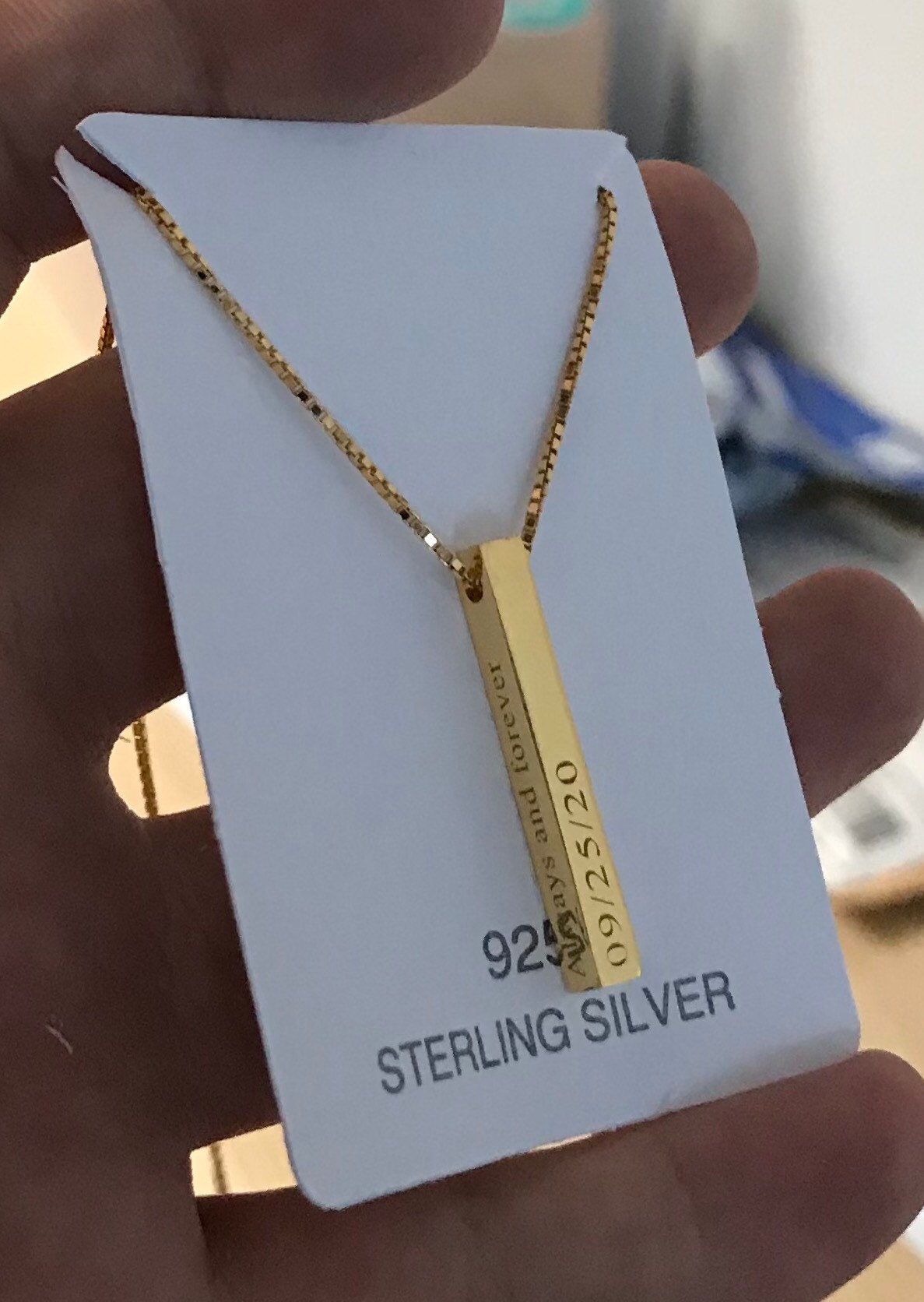 Personalized Bar Necklace • 4 Sided Bar • Name Necklace • Personalized Necklace • Date Necklace • Coordinate Necklace• Roman Number Necklace