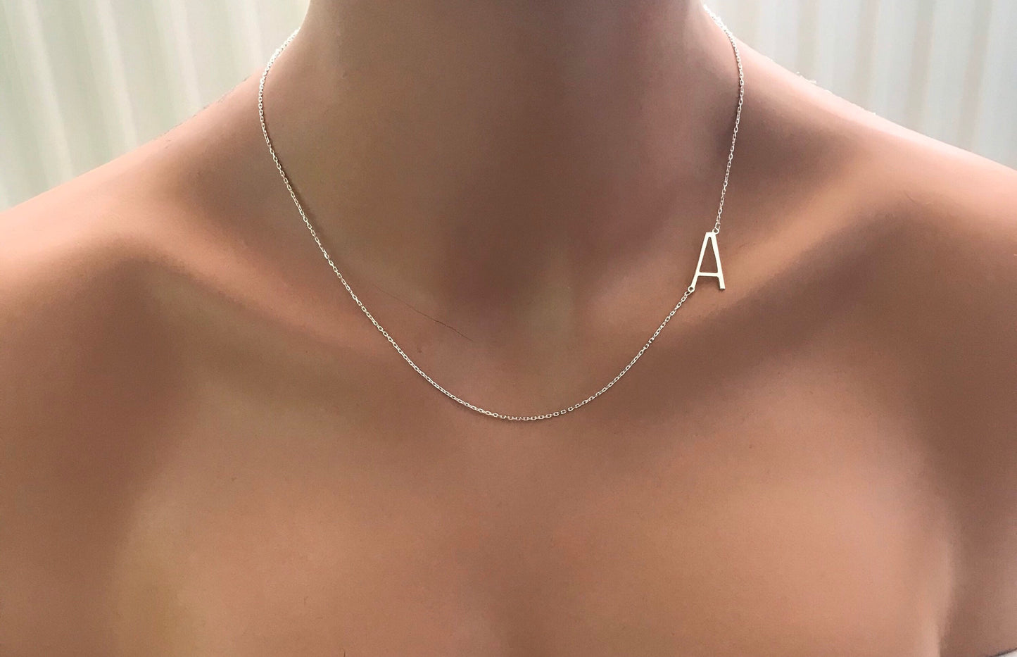 Custom Letter Necklace-Mothers Day Gift-Personalized Jewelry-Bridesmaid Gift-Valentines Day-Sideways Initials Necklace-Personalized Necklace
