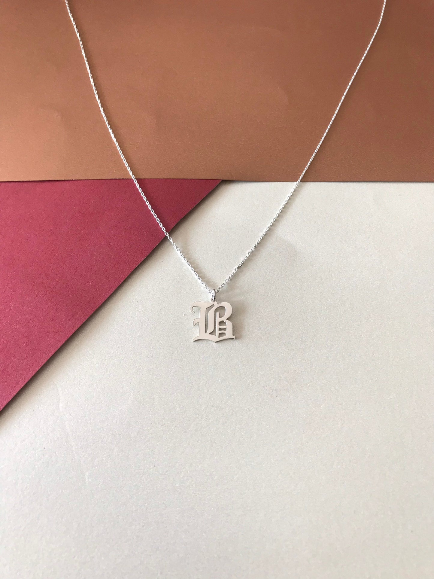 Gold Initial Necklace,Dainty Silver Initial Necklace,Dainty Old English Initial Necklace,Letter Necklace,personalized Gift,Custom Necklace