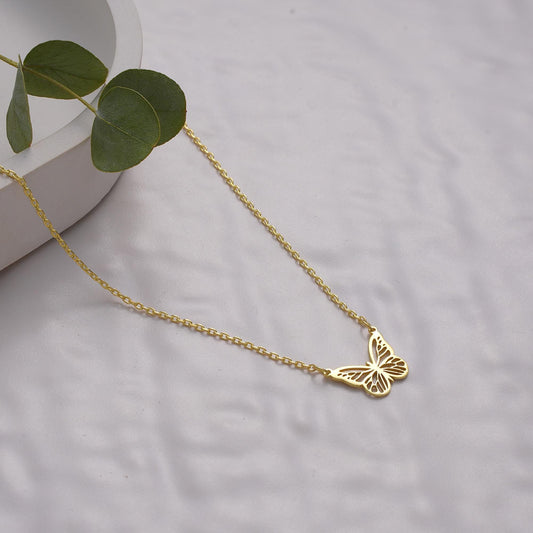 14 Gold Butterfly Necklace, Christmas Gift,Tiny Butterfly Necklace,Minimalist Butterfly Necklace,Gift for Her,Mothers day Gift,Birthday Gift