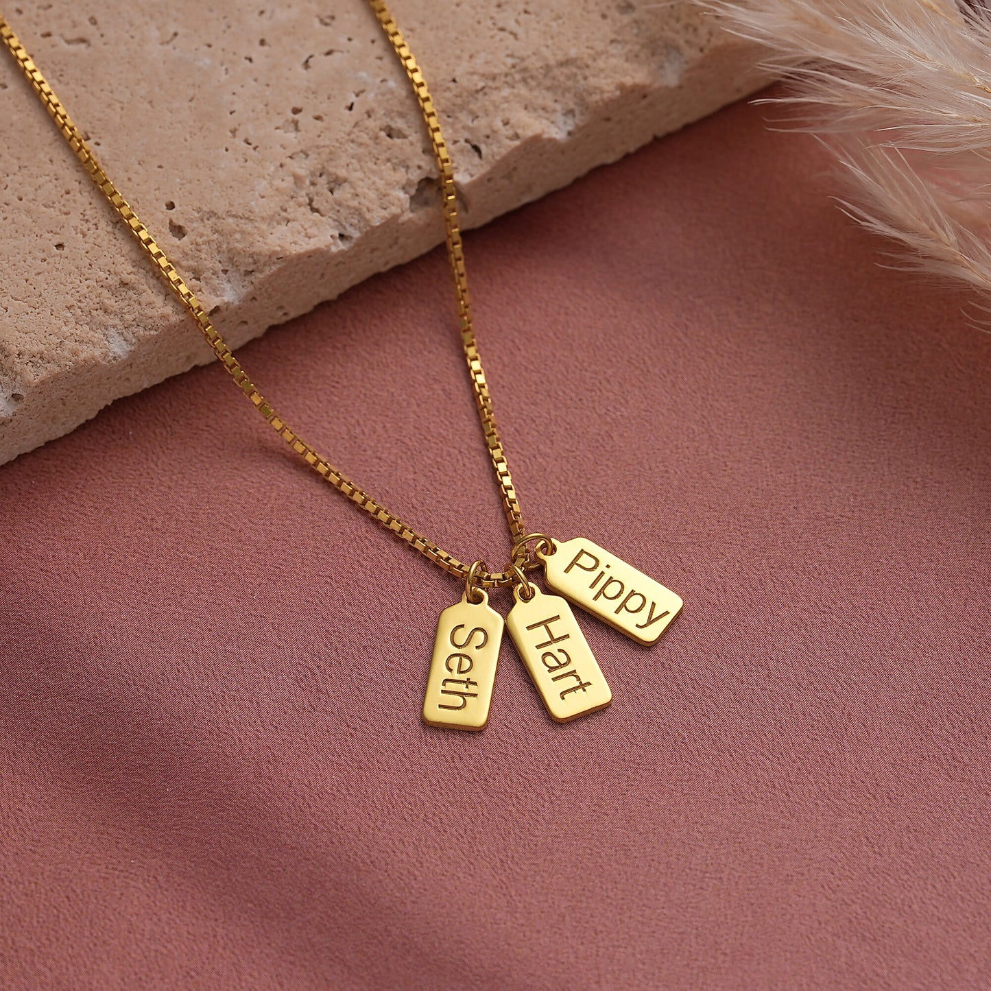 14k Gold Custom Engraved Tag Necklace - Personalized Name Necklace Gift - Custom Initial Tag Pendant - Custom Dog Tag Charm *ELENA NECKLACE*