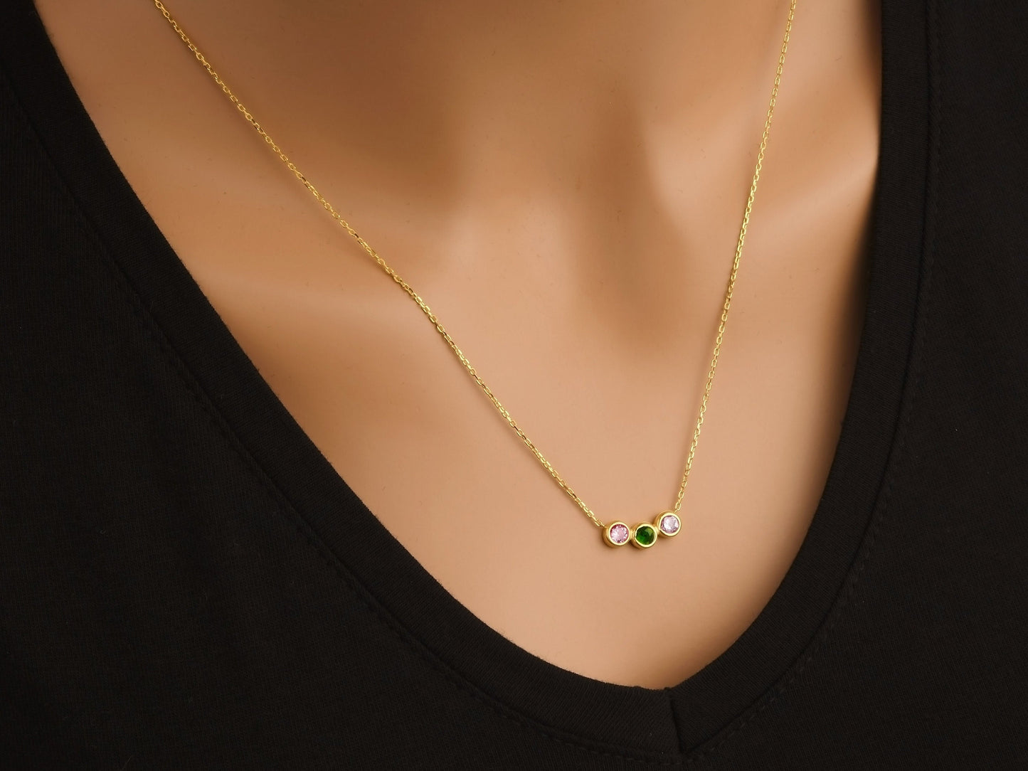 Family Birthstone Necklace , Birthstone Necklace , Dainty Necklace , Birthstone Gifts , Birthday Gift , Mom Necklace , Mothers Day Gift