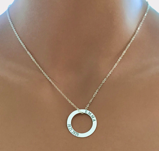 Personalized Necklace - Personalized jewelry - Name necklace -  circle necklace - Christmas gift - Personalized Jewelry - Perfect Gift