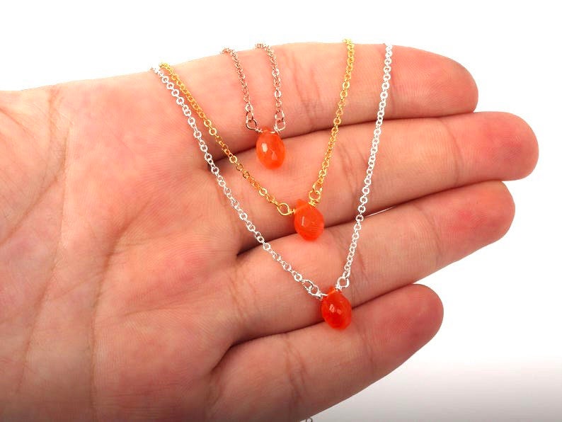 Sterling Silver Carnelian Necklace - Carnelian Jewelry - Carnelian Necklace - Carnelian Stone - carnelian crystal necklace