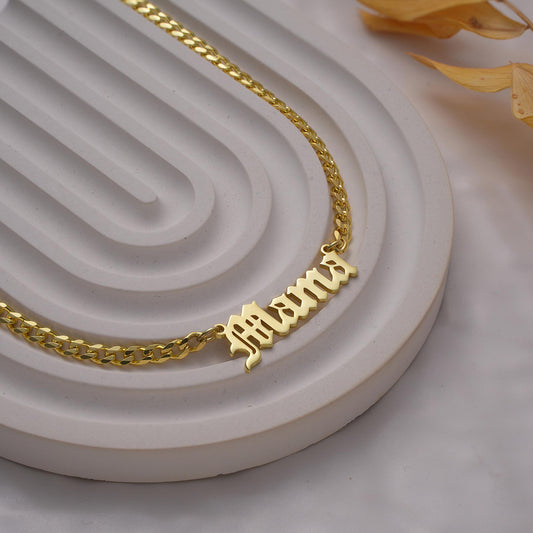 14K Custom Name Necklace Curb Chain , Dainty Name Necklace , Personalized Jewelry, Personalized Gift , Gold Name Necklace , Christmas Gift