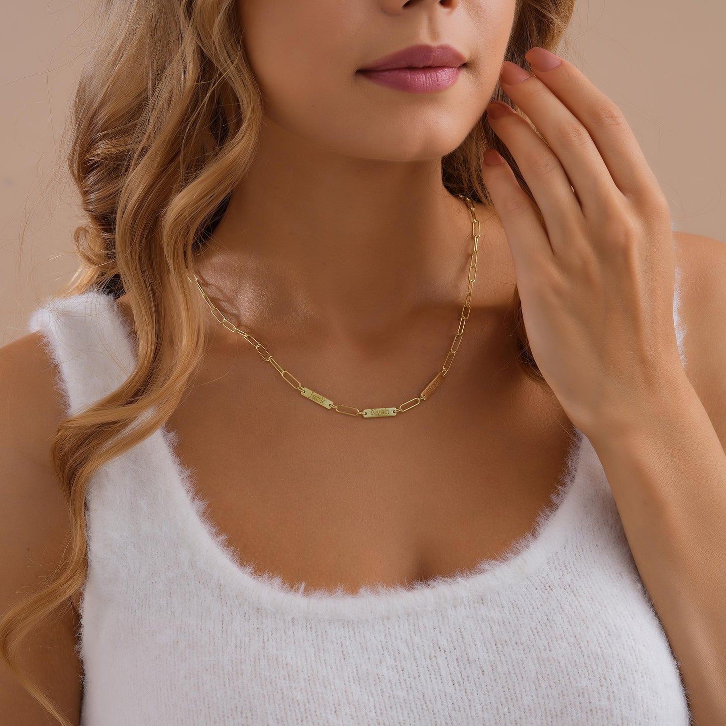 14K Gold Custom Kids Name Necklace, Paperclip Chain Necklace, Personalized Jewelry, Dainty Name Necklace, Baby Shower Gift, Christmas Gift