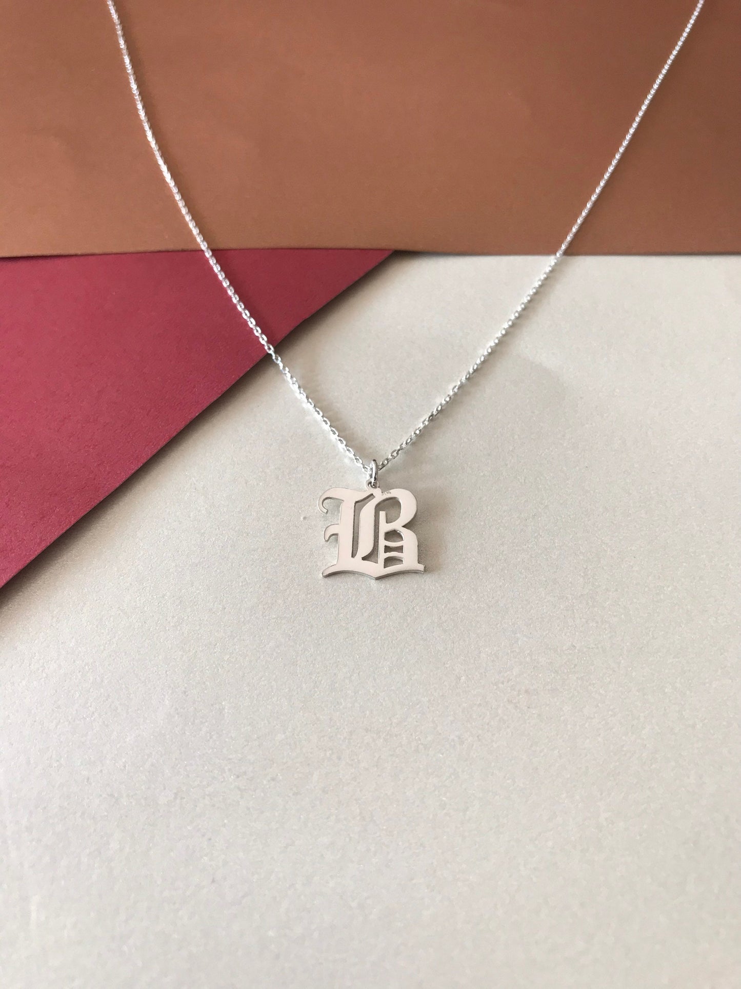 Gold Initial Necklace,Dainty Silver Initial Necklace,Dainty Old English Initial Necklace,Letter Necklace,personalized Gift,Custom Necklace