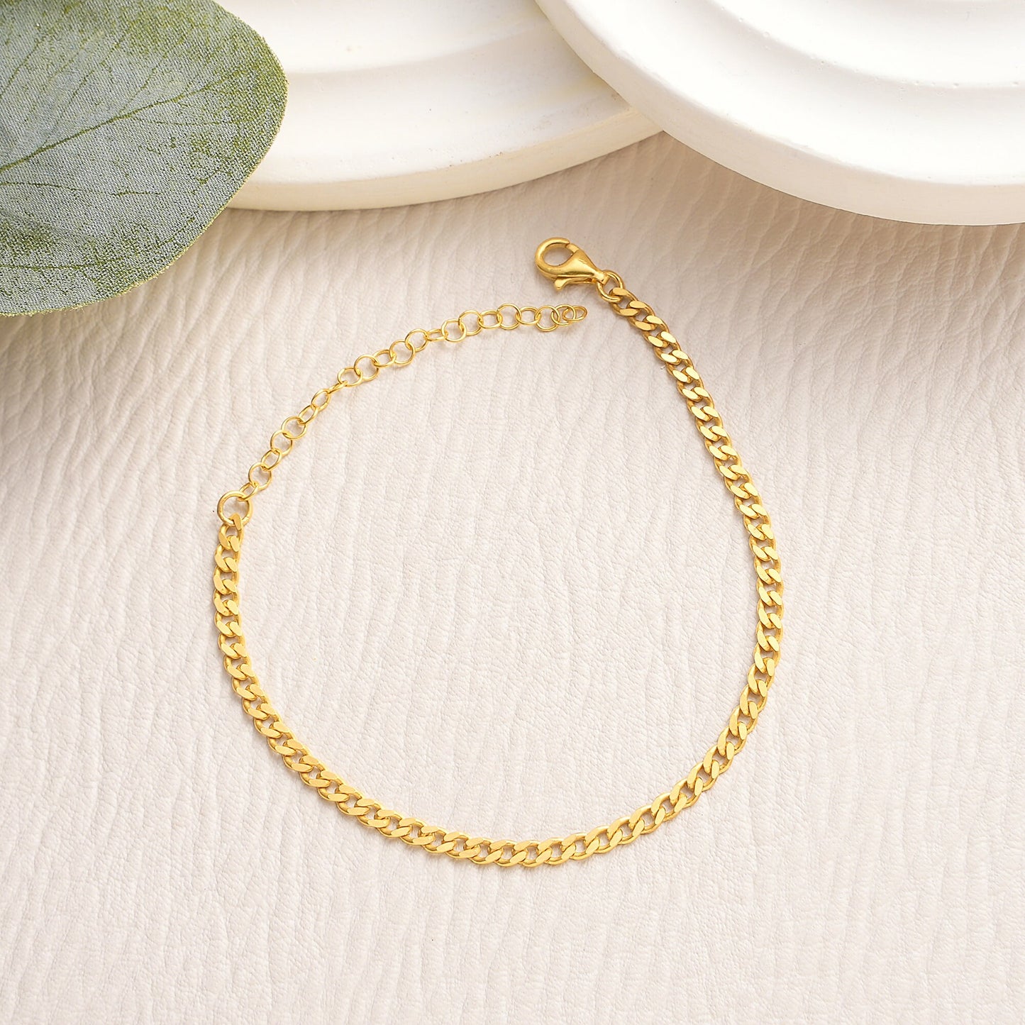 Gold Bracelet / 14k Gold Curb Link Chain / Miami Curb Link Chain Bracelet by Ferkos Fine jewelry / Anniversary Gift