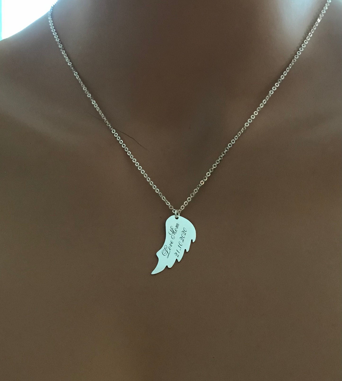 Angel Wing Necklace • Memorial Gift • Bridesmaid Gift • Bridal Jewelry • Weeding Gift • Personalized Jewelry • Personalized Gift • Gold•Rose