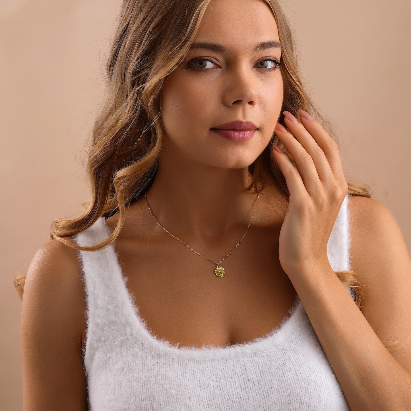 14K Gold Custom Birthflower necklace with Birthstone,Birthflower Bouquet Necklace Birth Month,Birthstone Necklace,Birthday,Mothers day Gift