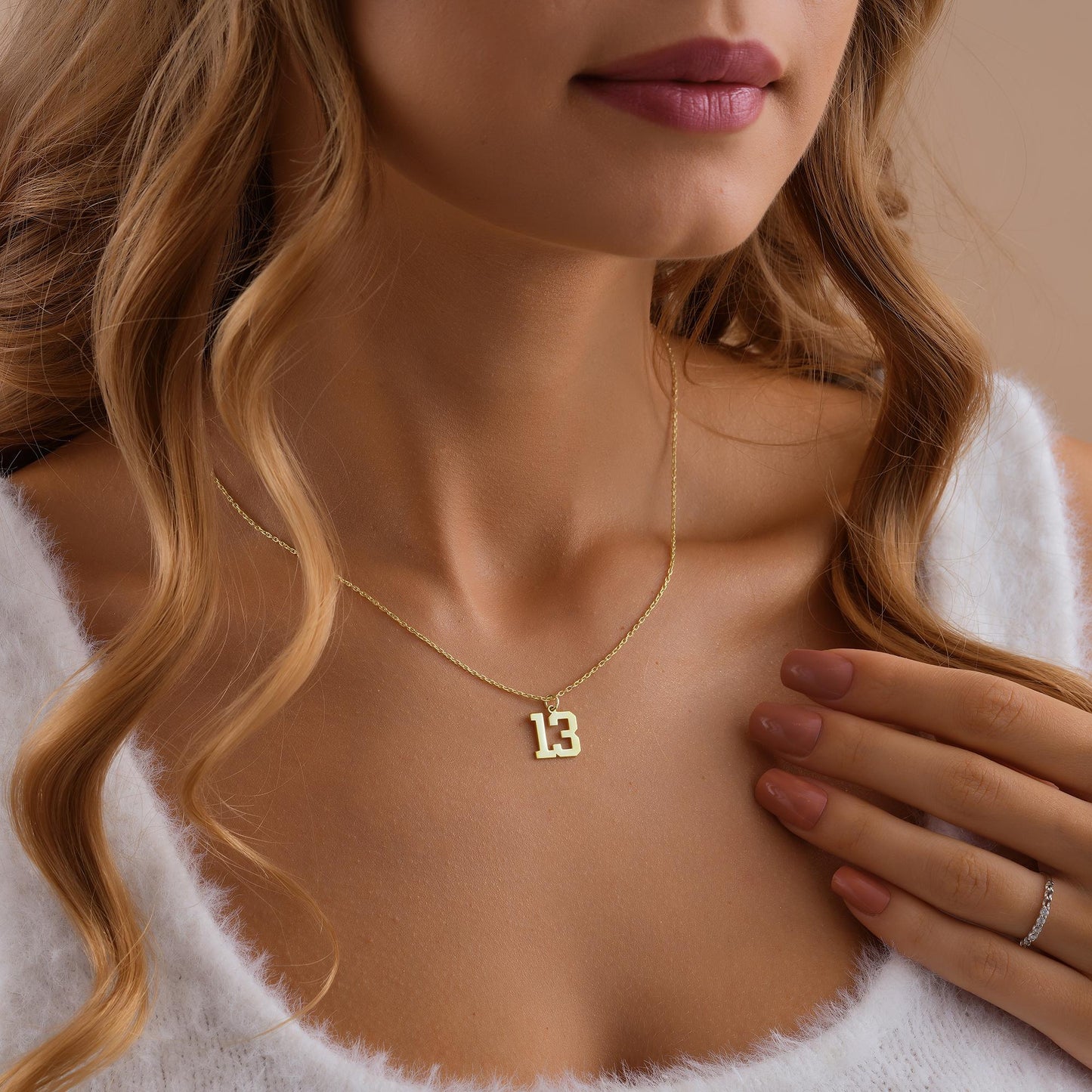 14K Gold Personalized Number Necklace, Custom Number Year Date Pendant Necklace, Lucky Number Jewelry, Customized Necklace with Number