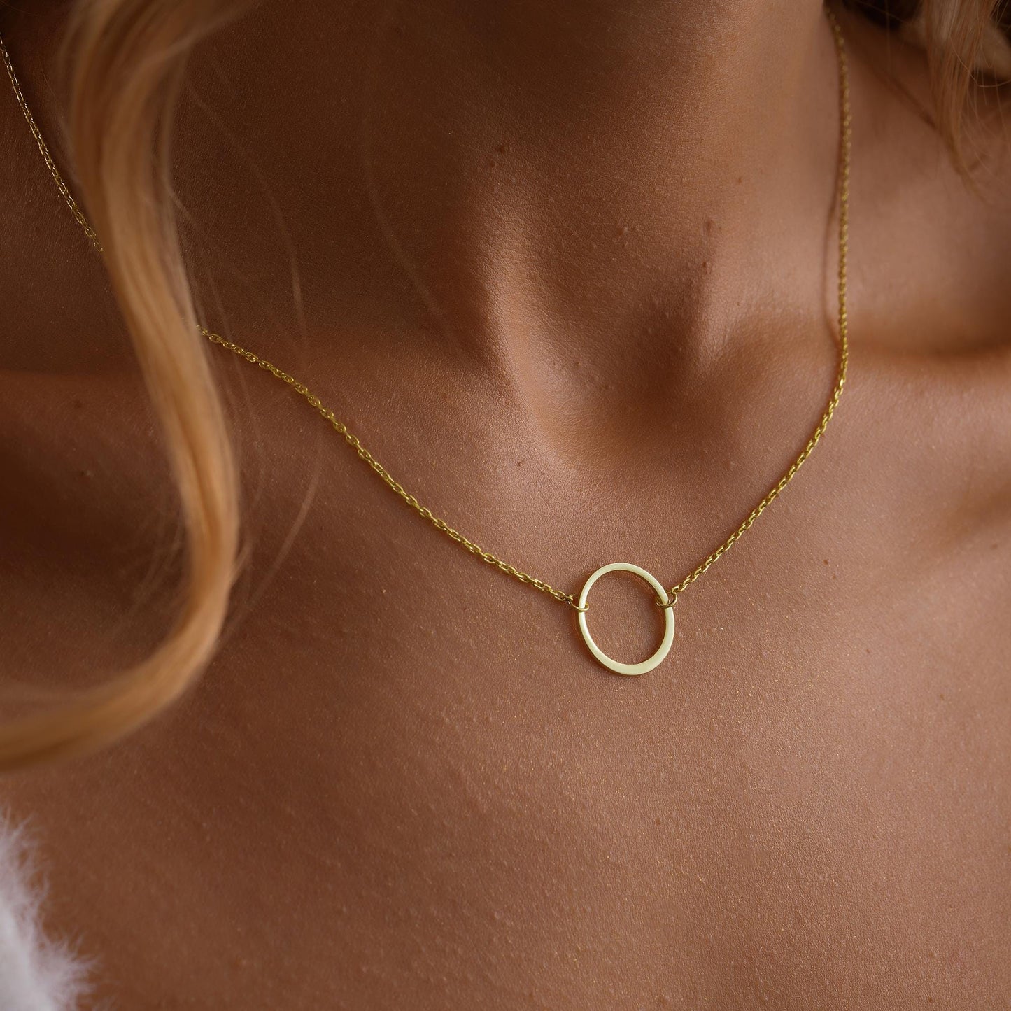 14K Gold Sister Necklace Gift, Interlocking Circle Necklace For Sisters, Linked Pendant Dainty Infinity Jewelry Gold, Rose Gold,Mother Gift