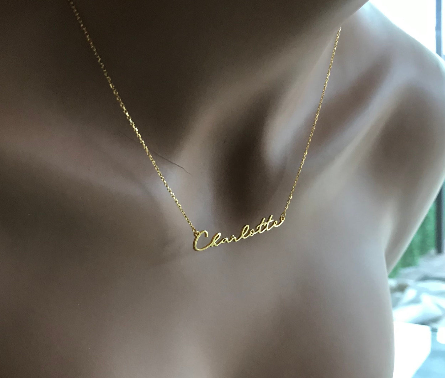 14k Solid Gold Name Necklace • Gold Name Necklace • Dainty Gold Name Necklace • Name Necklace • Personalized Jewelry • Mothers Day Gift