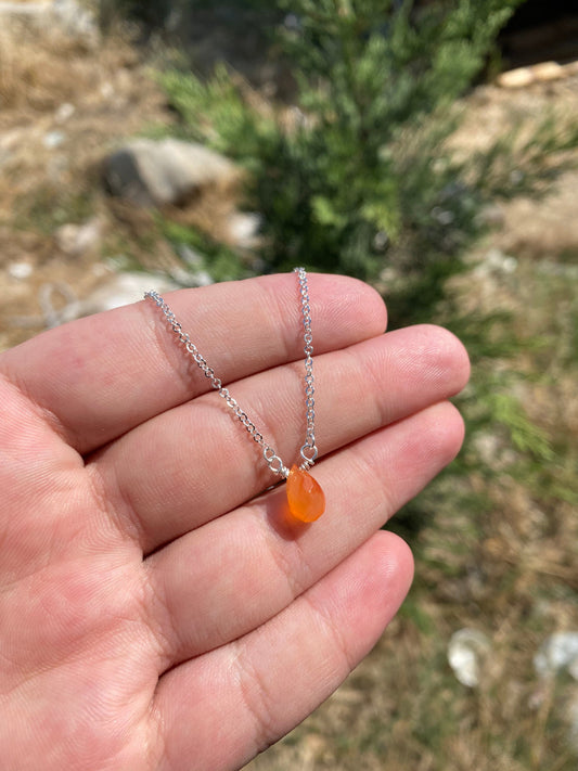 Sterling Silver Carnelian Necklace - Carnelian Jewelry - Carnelian Necklace - Carnelian Stone - carnelian crystal necklace