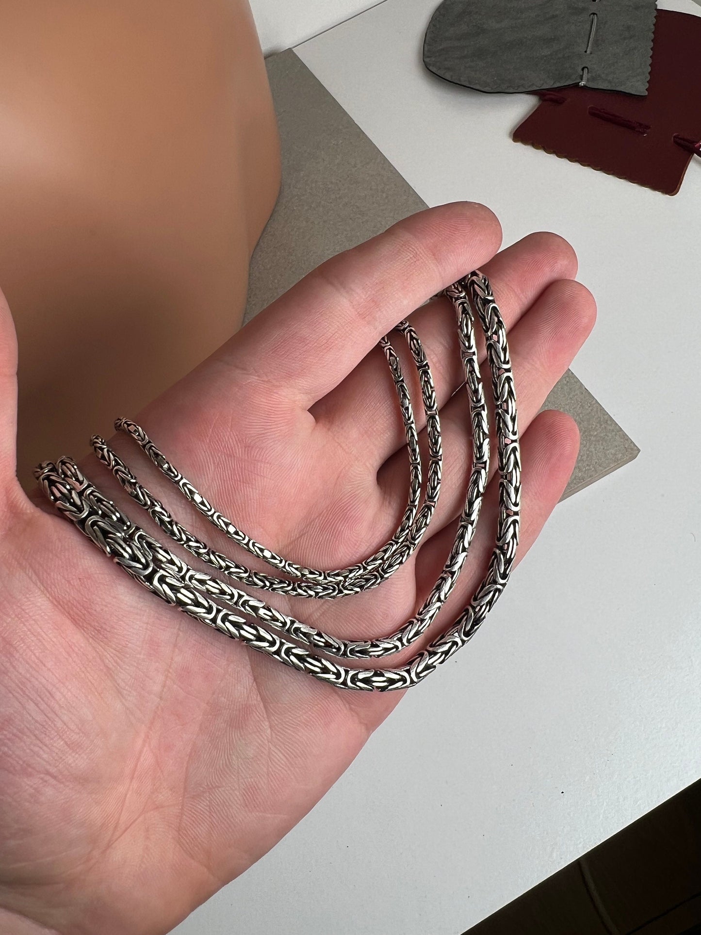 Round Byzantine Chain Necklace, Handmade Necklaces, Silver Bali Chain, Sterling Silver Man Viking Necklace, Mens Chain