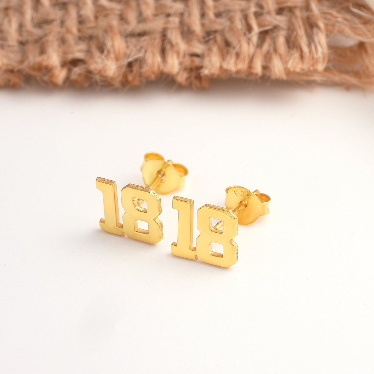 14K Gold Custom Stud Earrings , Custom Birthday Date Stud Earrings, Custom Number Earrings, Birthday Gifts For Her,Football Number Earring