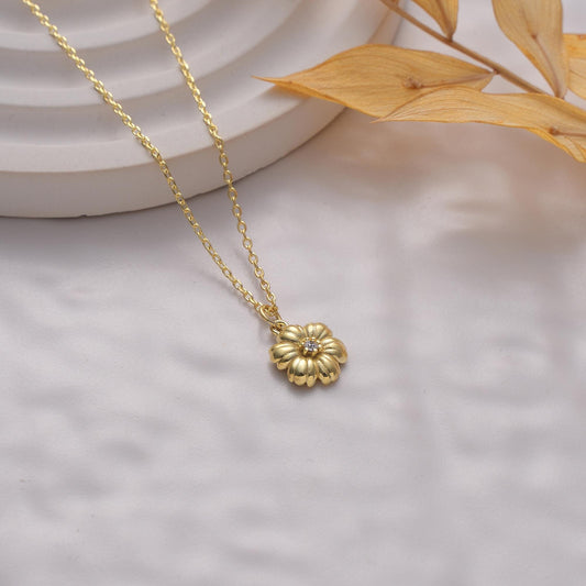 14K  GoldDainty Birth flower Necklace ,14K Gold Birth Flower Bouquet Necklace, Personalized Gift,Birth flower Family Gift, Mothers day gifts
