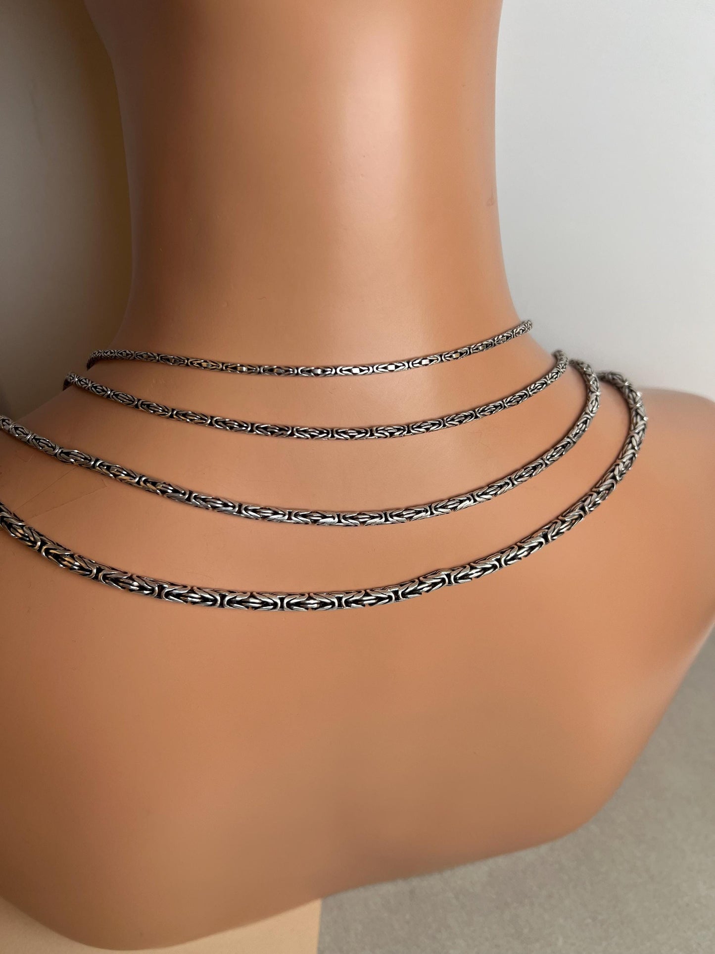 Round Byzantine Chain Necklace, Handmade Necklaces, Silver Bali Chain, Sterling Silver Man Viking Necklace, Mens Chain