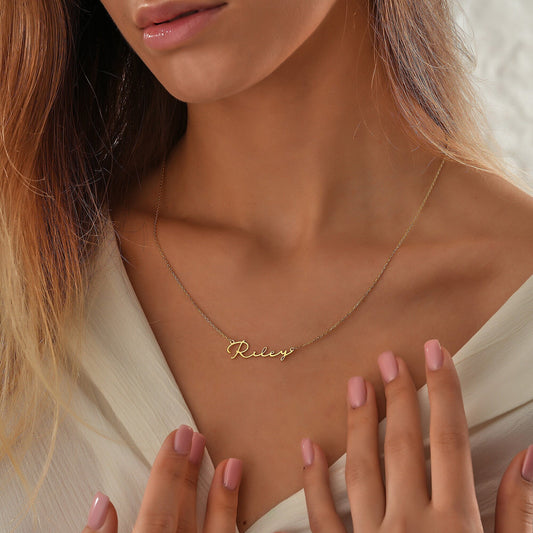 14K Gold Name Necklace , Nameplate Necklace 14k Solid Gold, Custom Name Jewelry, Gold Filled Name, Mama Necklace, Personalized Name Jewelry