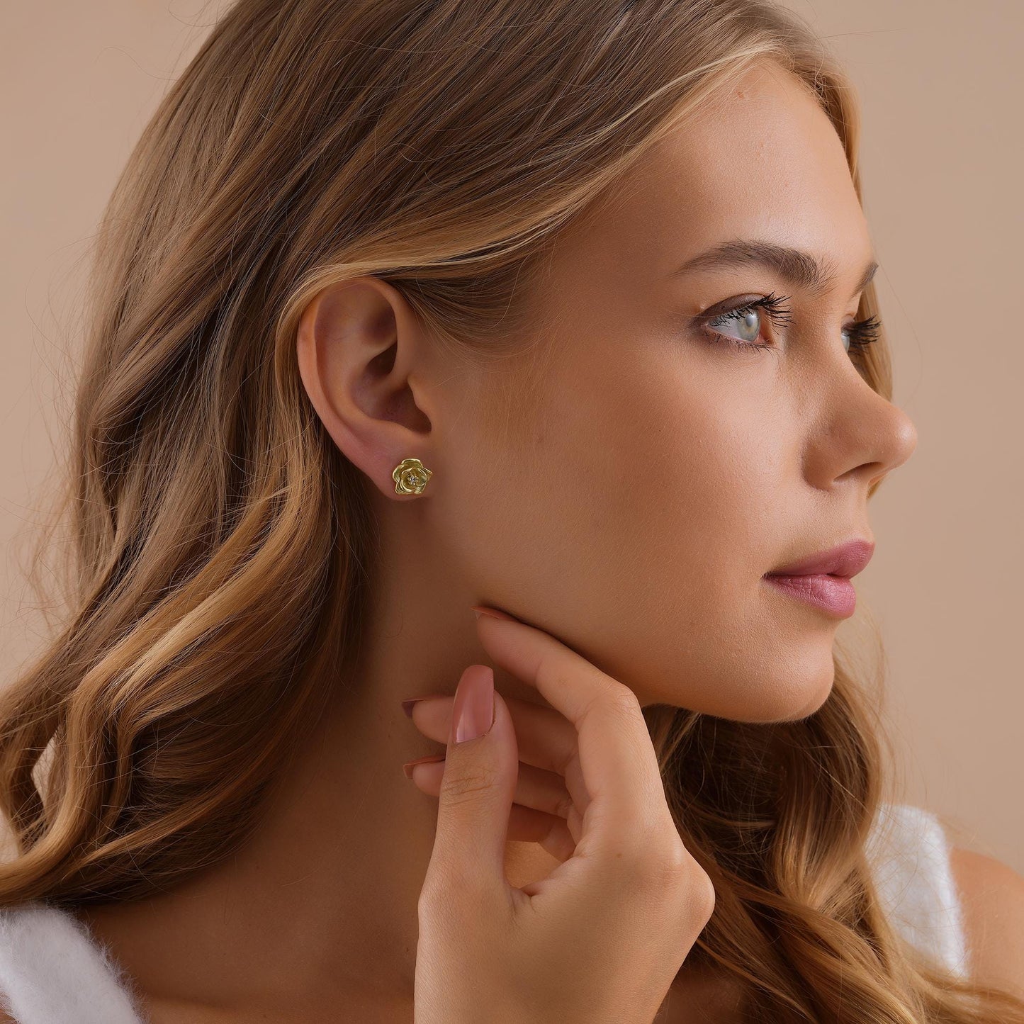 14K Gold Birth flower earrings, Flower earring, Birthstone earrings, Hypoallergenic Stud earrings for women ,Bridesmaid Gifts,Christmas Gift