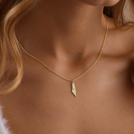 14K Gold Palestine Necklace , Palestine Flag Necklace,Palestine Map Necklace ,Palestine Gift , Necklaces for Women,Gift for Her,Islamic Gift
