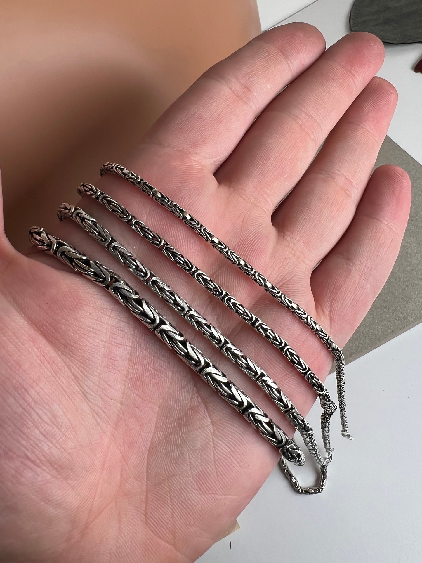 Round Byzantine Chain Necklace, Handmade Necklaces, Silver Bali Chain, Sterling Silver Man Viking Necklace, Mens Chain
