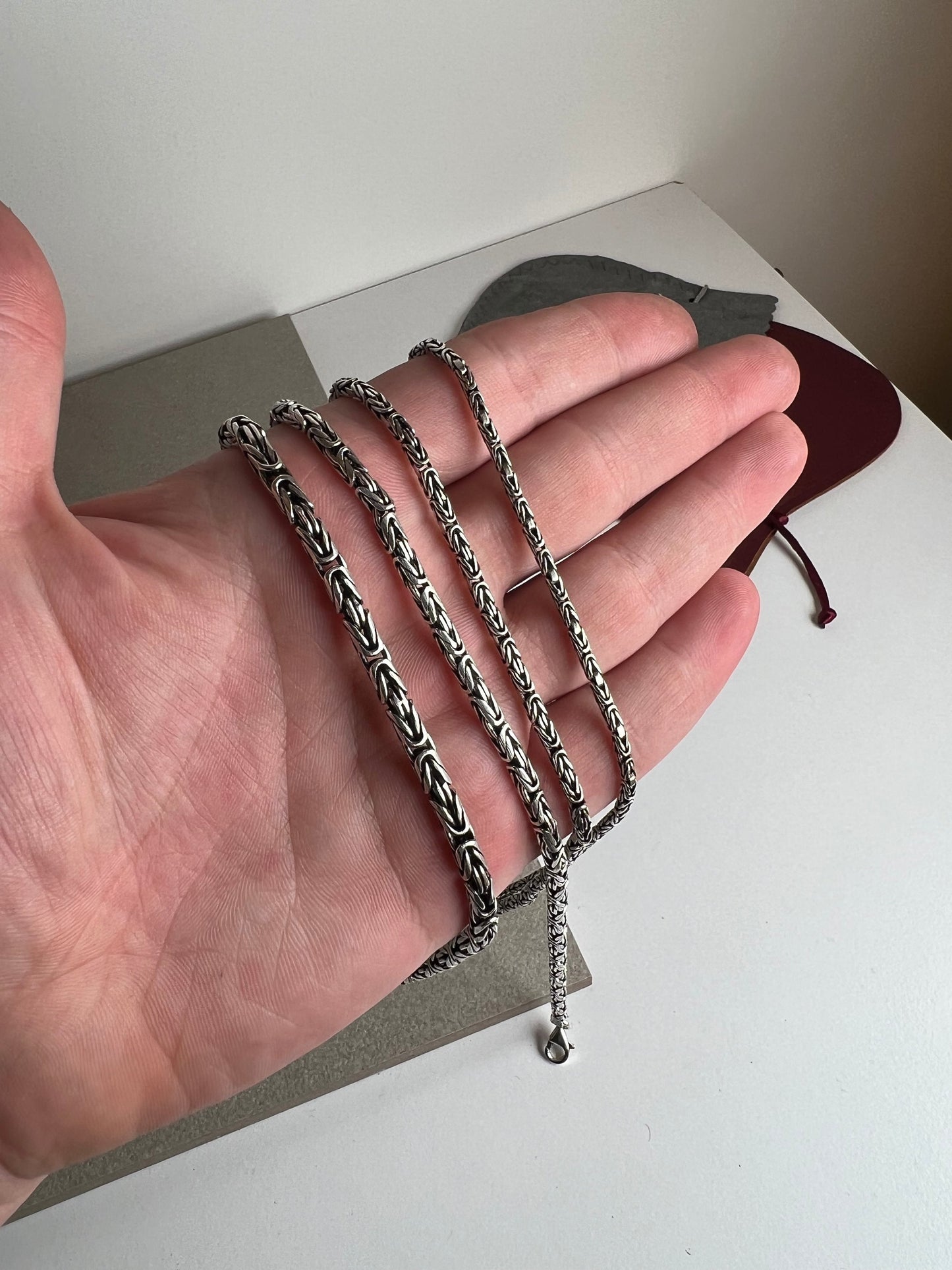 Round Byzantine Chain Necklace, Handmade Necklaces, Silver Bali Chain, Sterling Silver Man Viking Necklace, Mens Chain