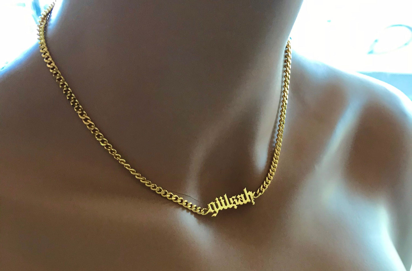 Custom Name Necklace with Bold Curb Chain • Custom Name Necklace • Personalized Name Necklace • Modern Name Necklace • Gothic Name Necklace