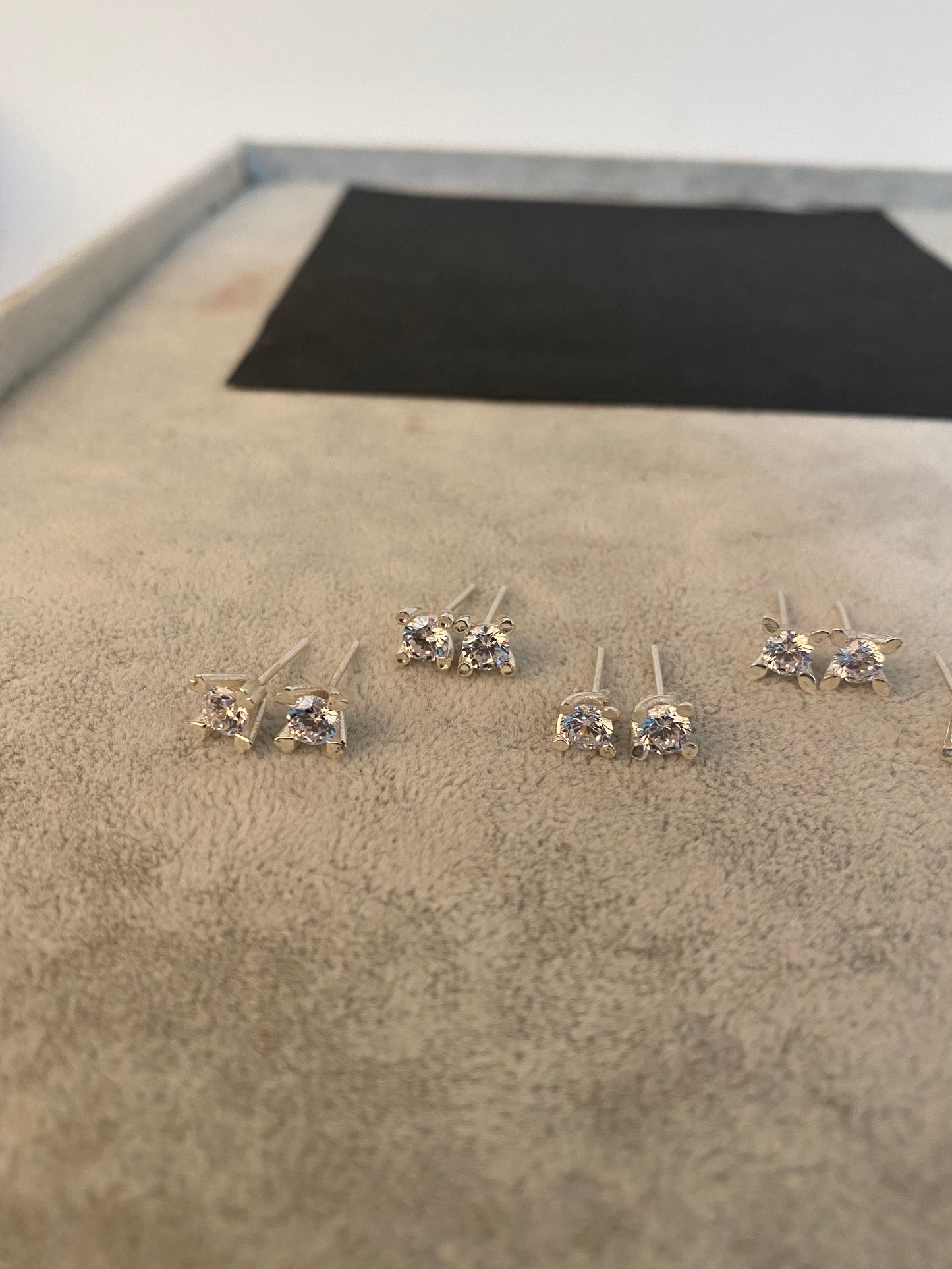 Diamond Stud Earrings Set 14K Gold Plated Sterling Silver Small Earrings Tiny Cubic Zirconia Studs Hypoallergenic Jewelry