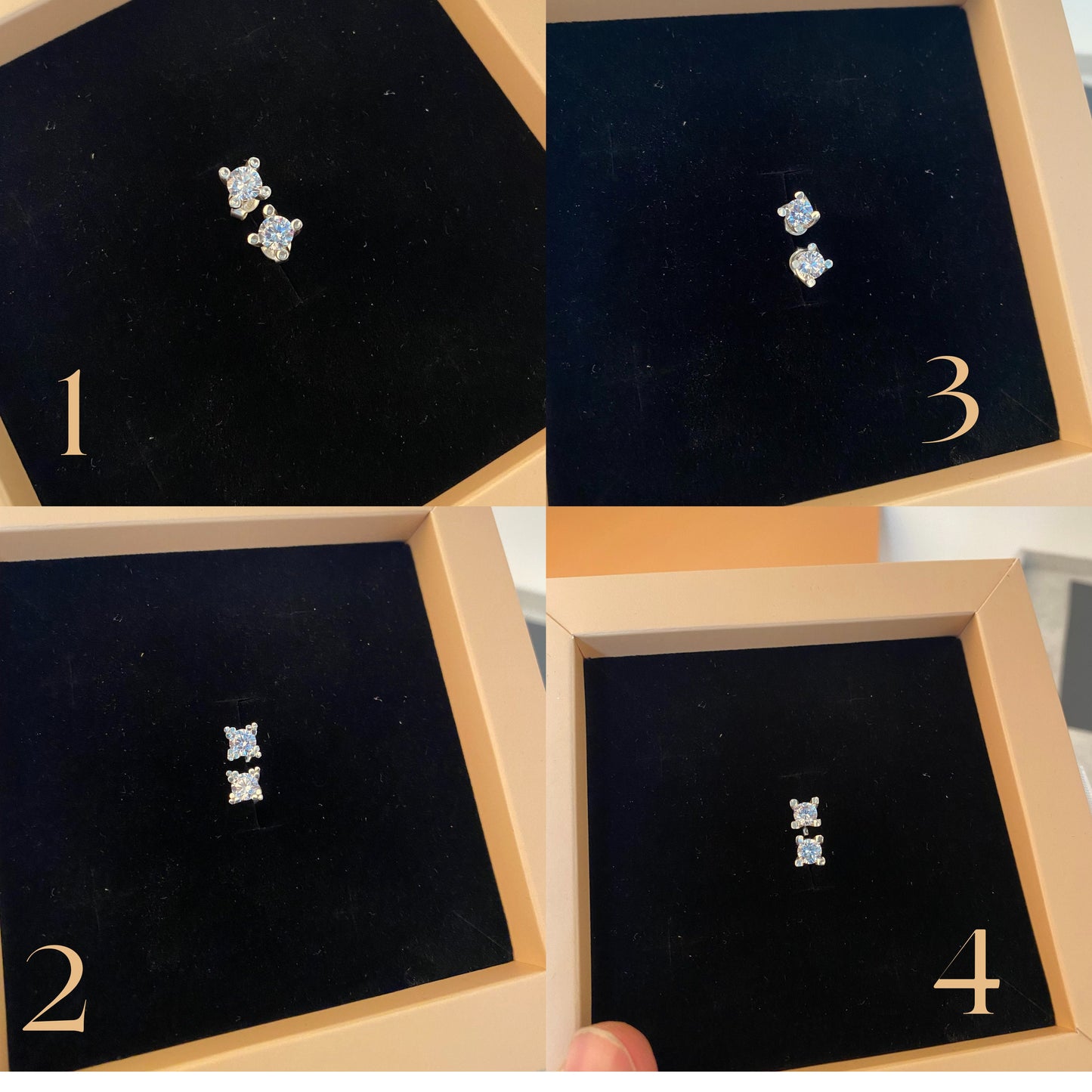 Diamond Stud Earrings Set 14K Gold Plated Sterling Silver Small Earrings Tiny Cubic Zirconia Studs Hypoallergenic Jewelry